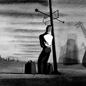 Finally, alcohol is no longer a beverage... it has become a drug... he loses his job... and tries to start again in another town.